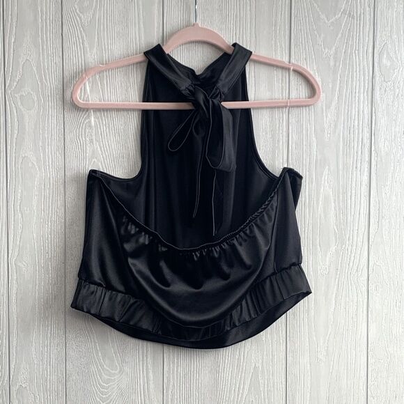 AVLN Studio Perri Black Satin Halter Top XL NWOT - Picture 4 of 6